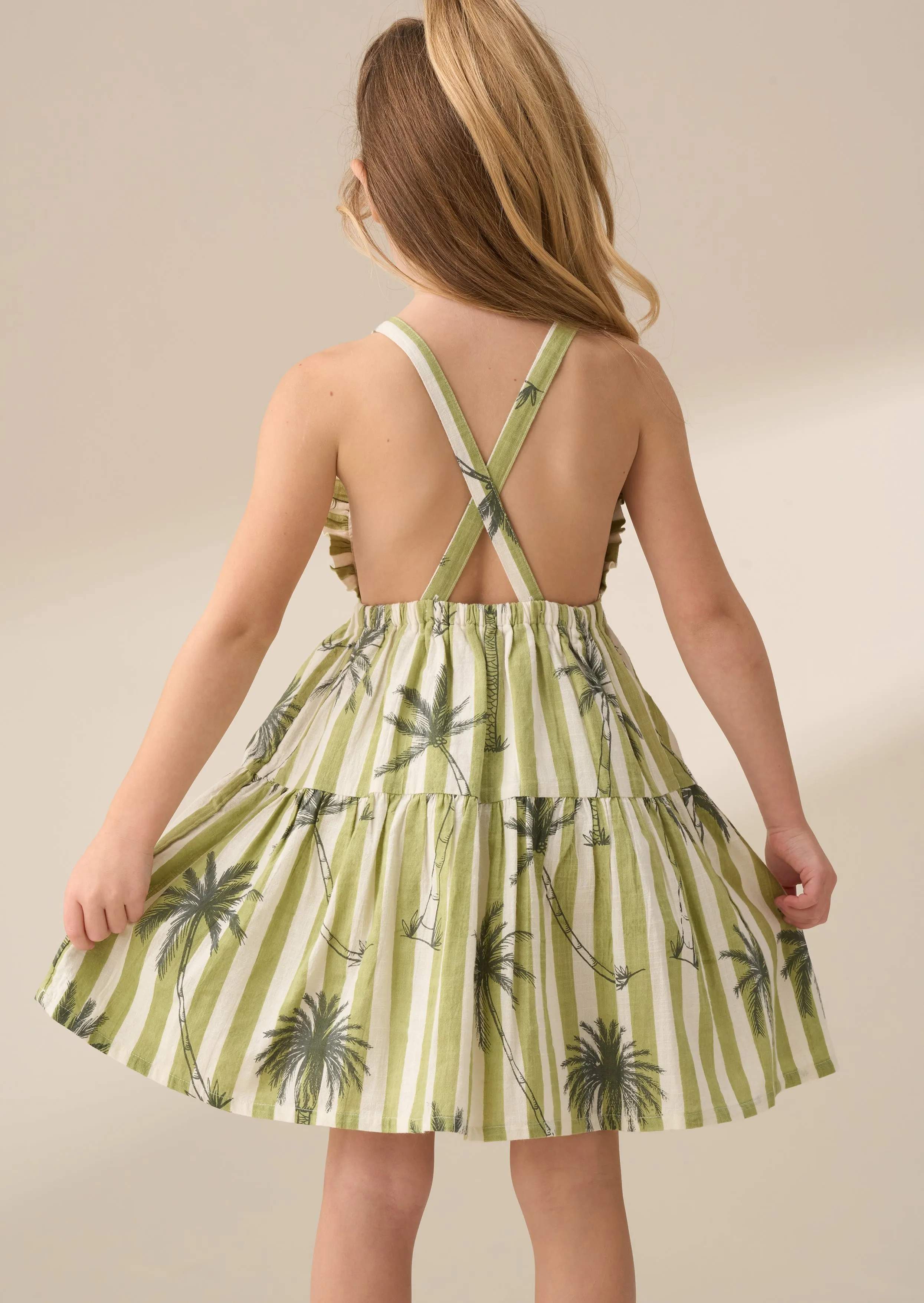 Colletta Green Palm Stripe Sundress