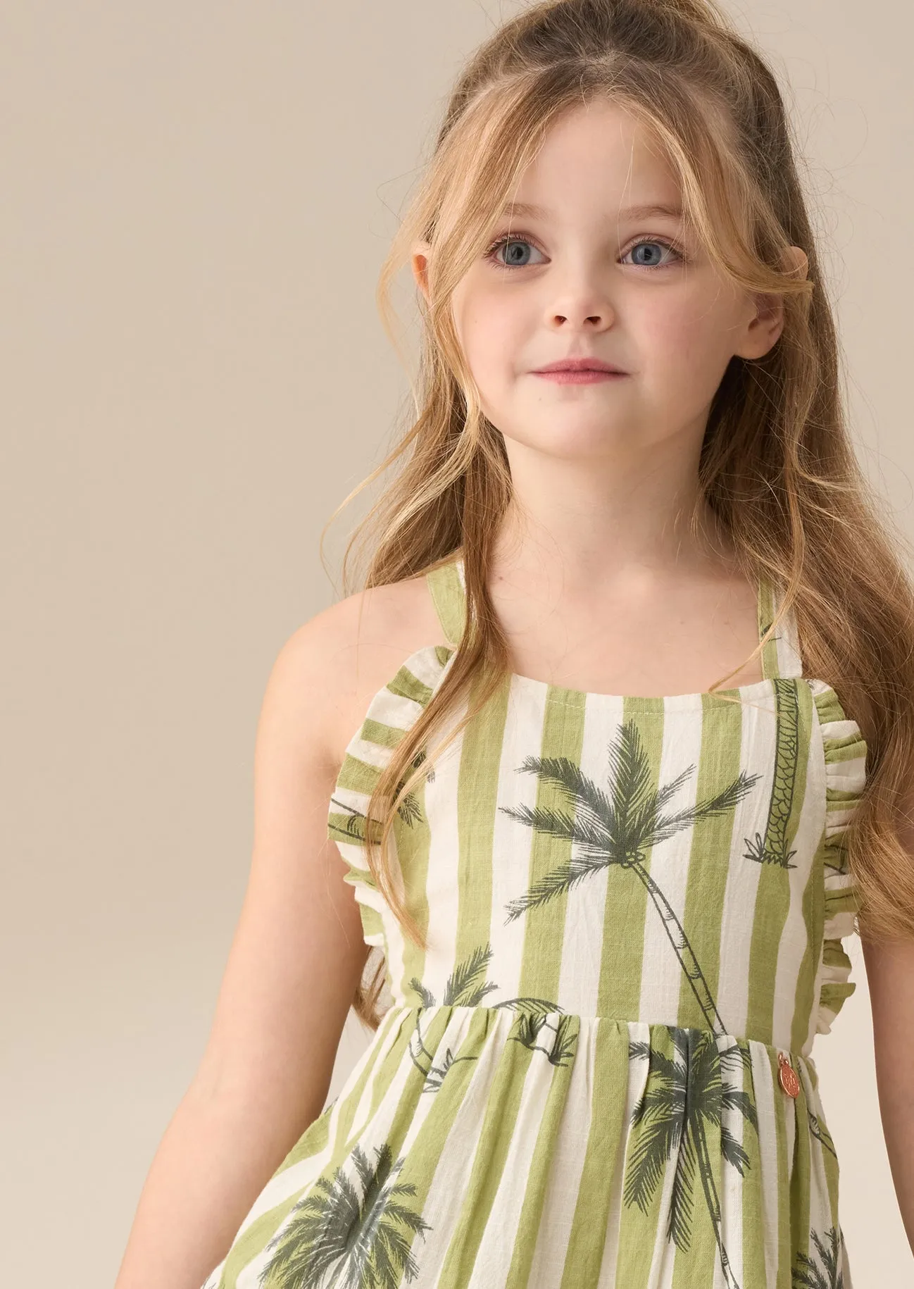 Colletta Green Palm Stripe Sundress