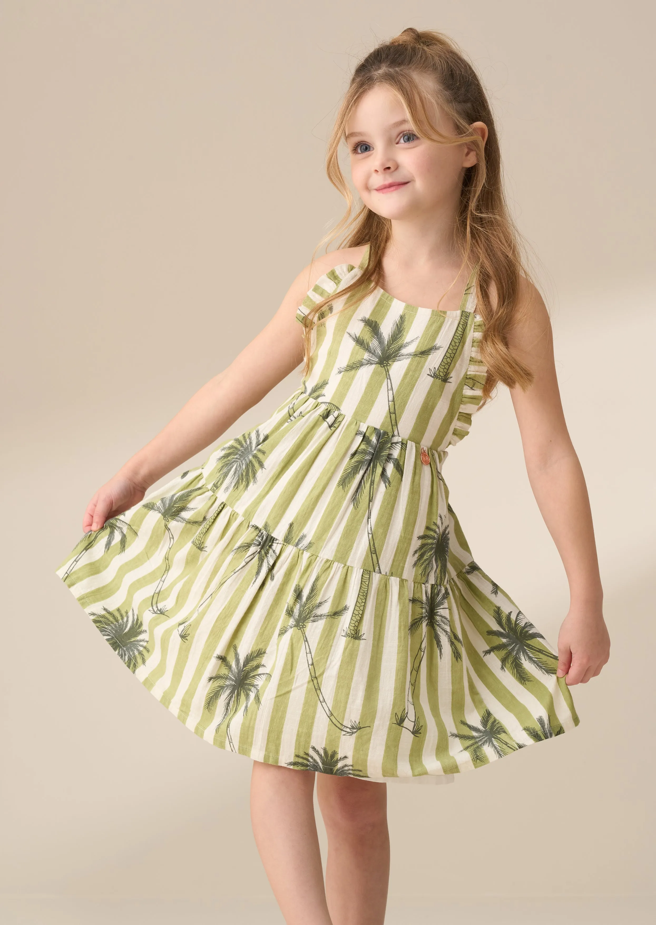 Colletta Green Palm Stripe Sundress