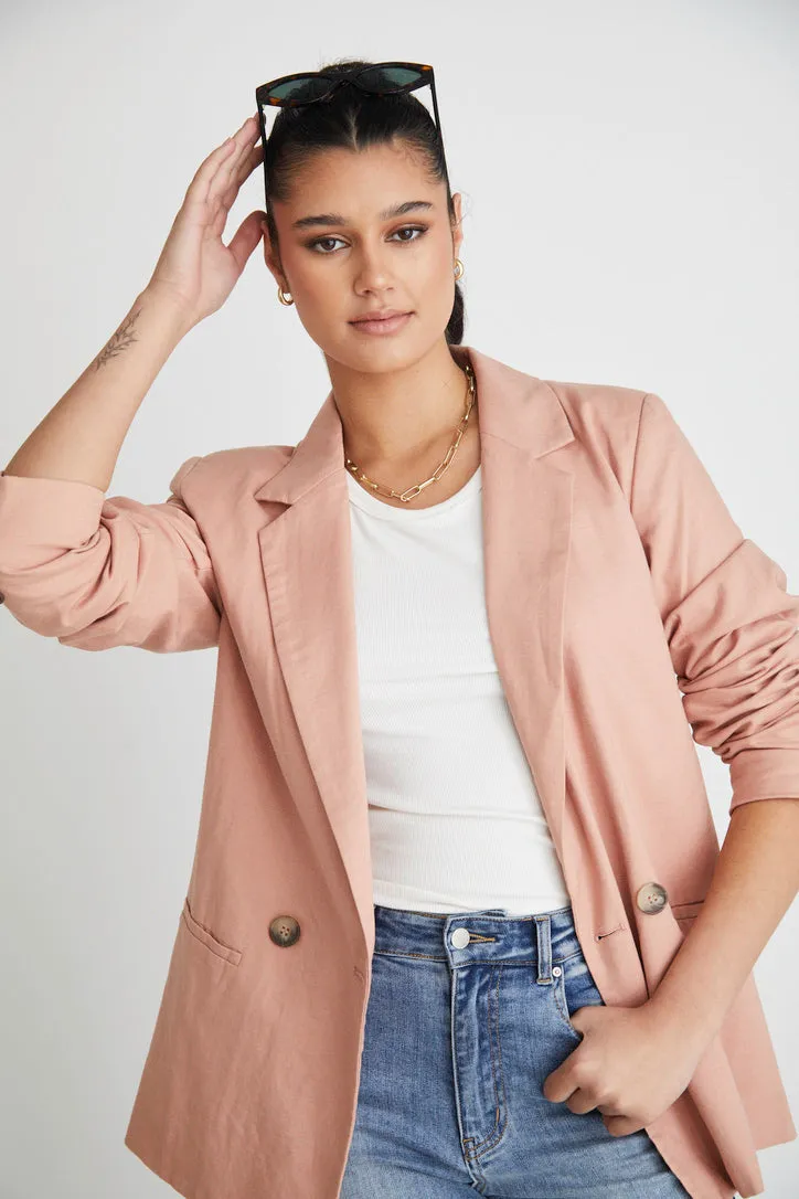 Constant Blush Linen Blazer