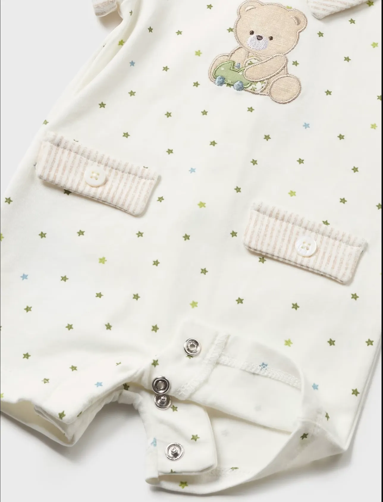 Cream Teddy Bear Collared Romper