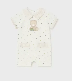 Cream Teddy Bear Collared Romper