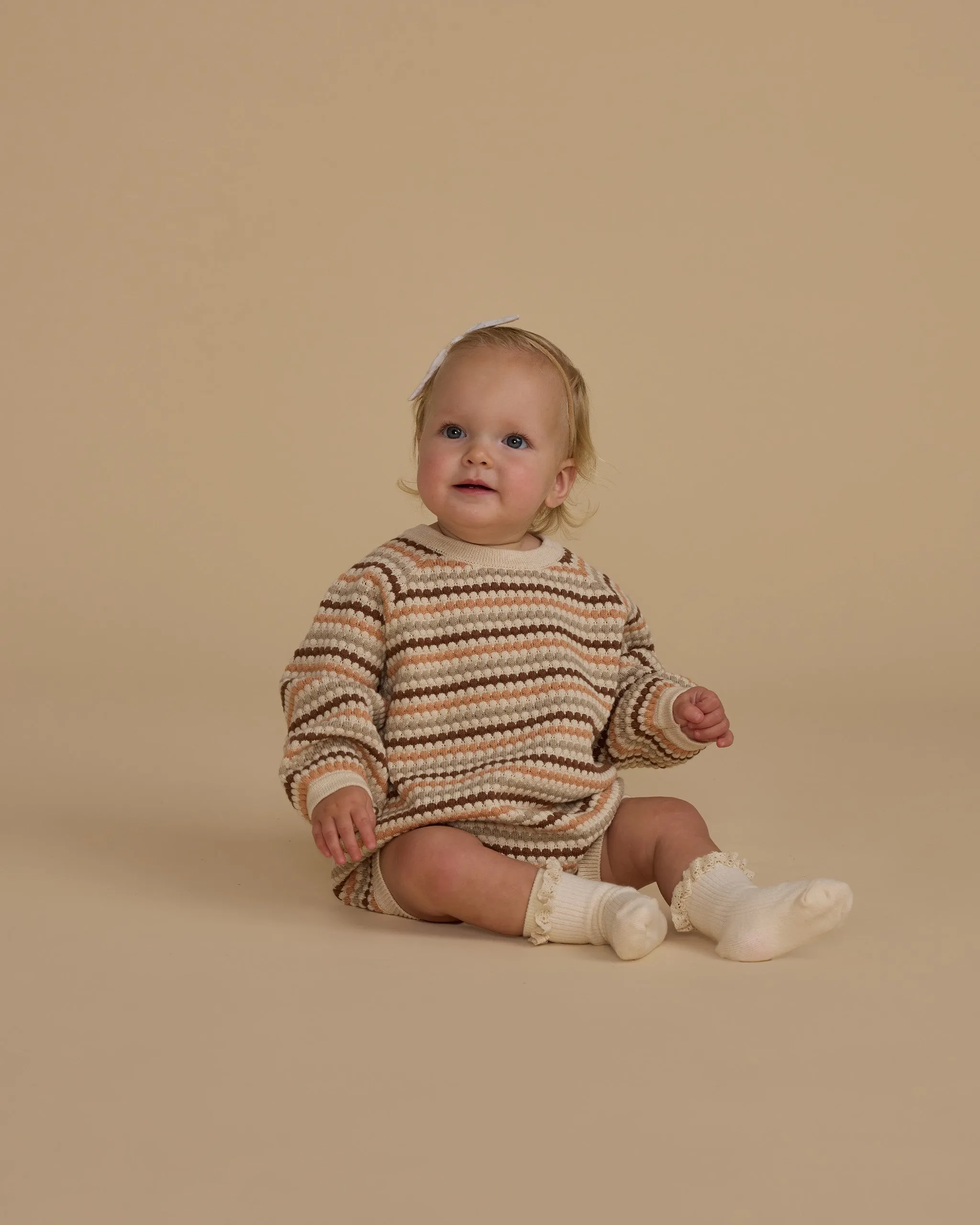 Crewneck Romper | Honeycomb Stripe