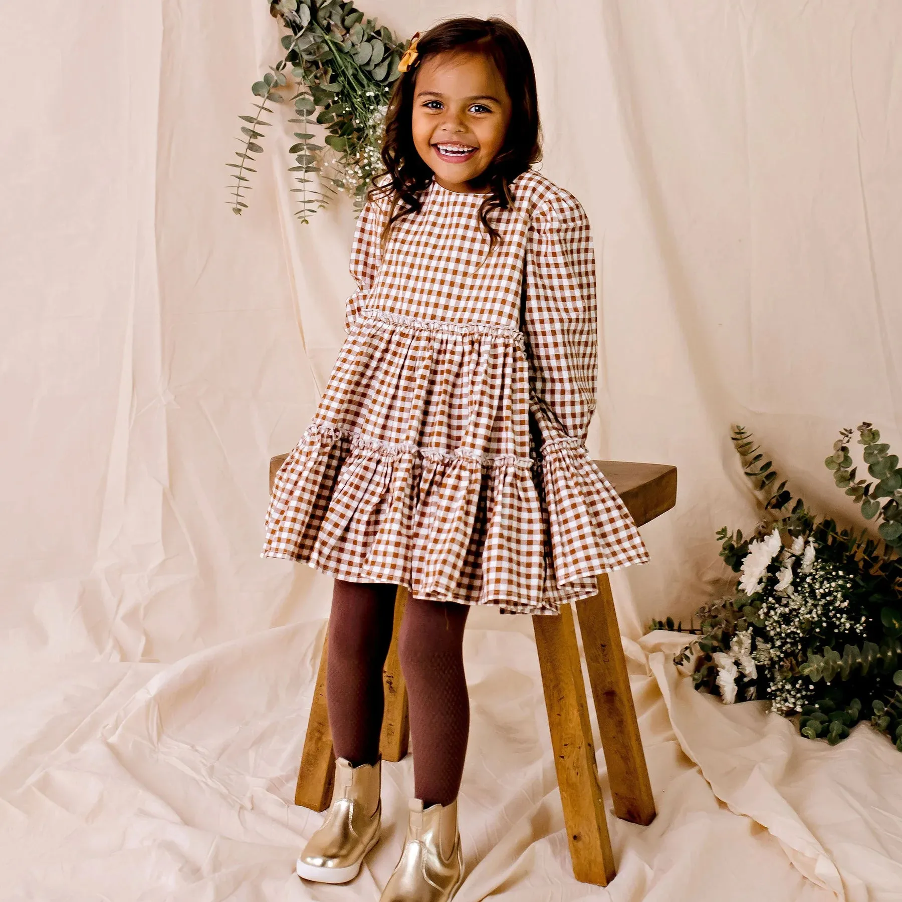 Designer Kidz Gigi Gingham Tiered Dress