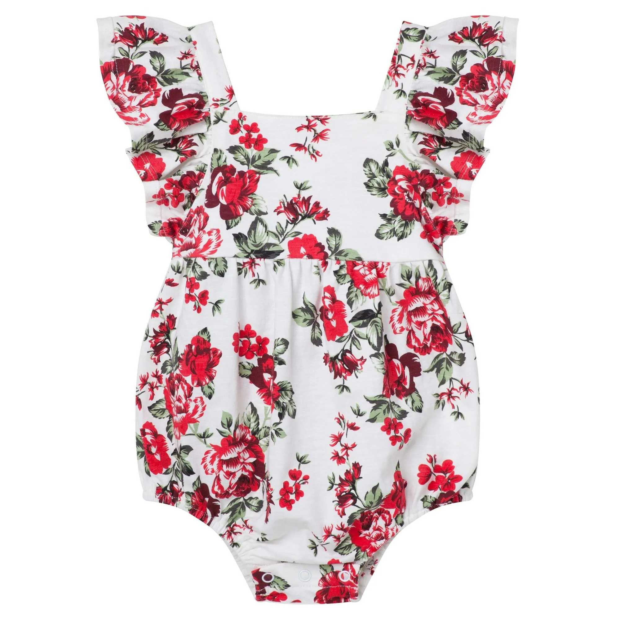 Designer Kidz Pearl Floral Luna Romper - Red (Size 000-2)