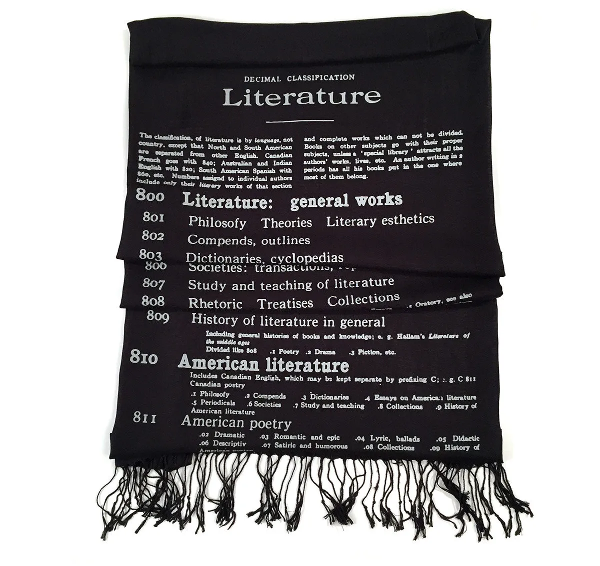 Dewey Decimal Literary Pashmina Scarf