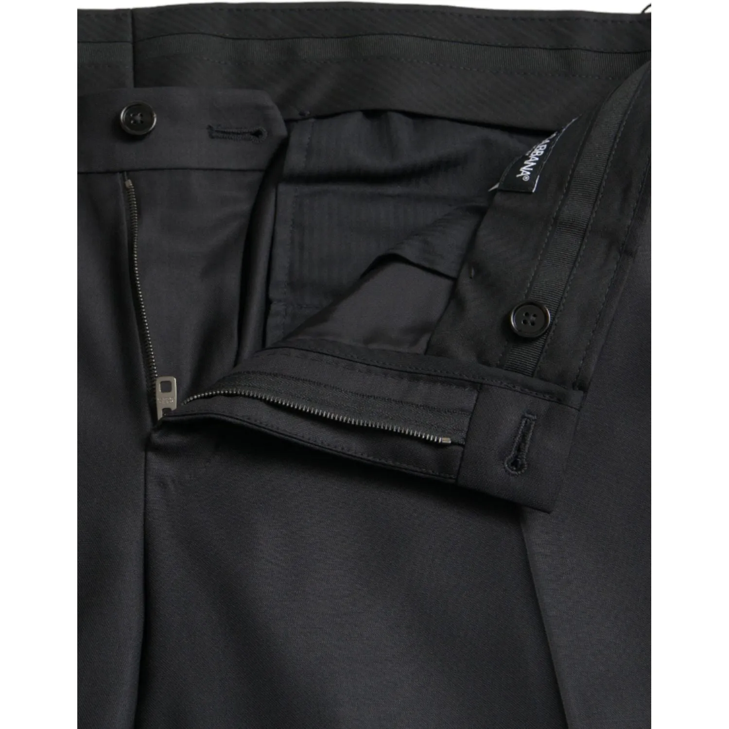 Dolce & Gabbana Black Wool Silk Skinny Dress Pants