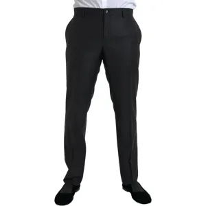 Dolce & Gabbana Black Wool Silk Skinny Dress Pants