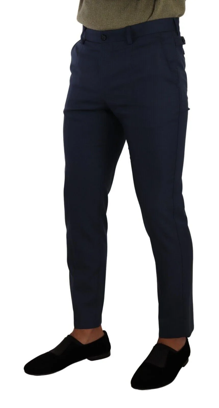 Dolce & Gabbana Dark Blue Wool Skinny Formal Dress Pants