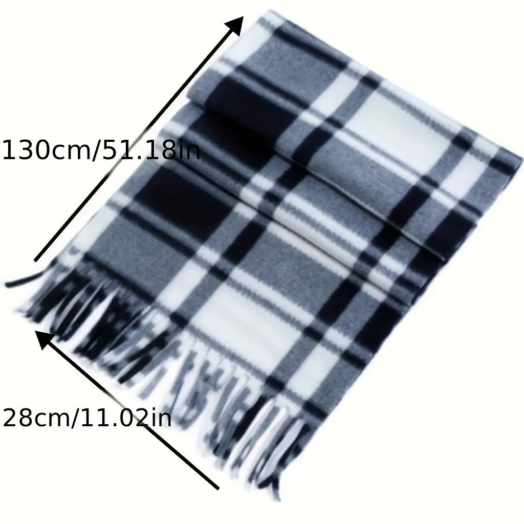 Double-sided Flannel Plaid Scarf For Men And Women, Perfect For Autumn And Winter Seasons