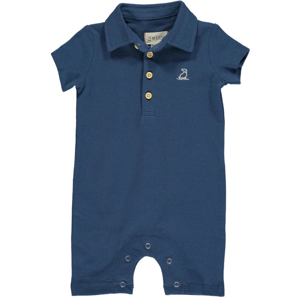 Drift Navy Pique Polo Romper