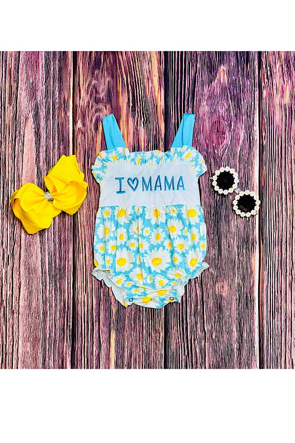 Embroidered "I LOVE MAMA" daisies baby romper DLH2413