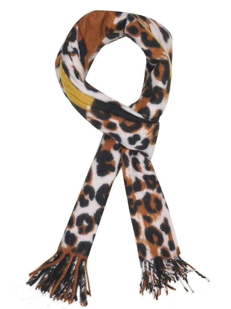 FabSeasons Light Brown Leopard Printed Acrylic Woolen Scarf For Women