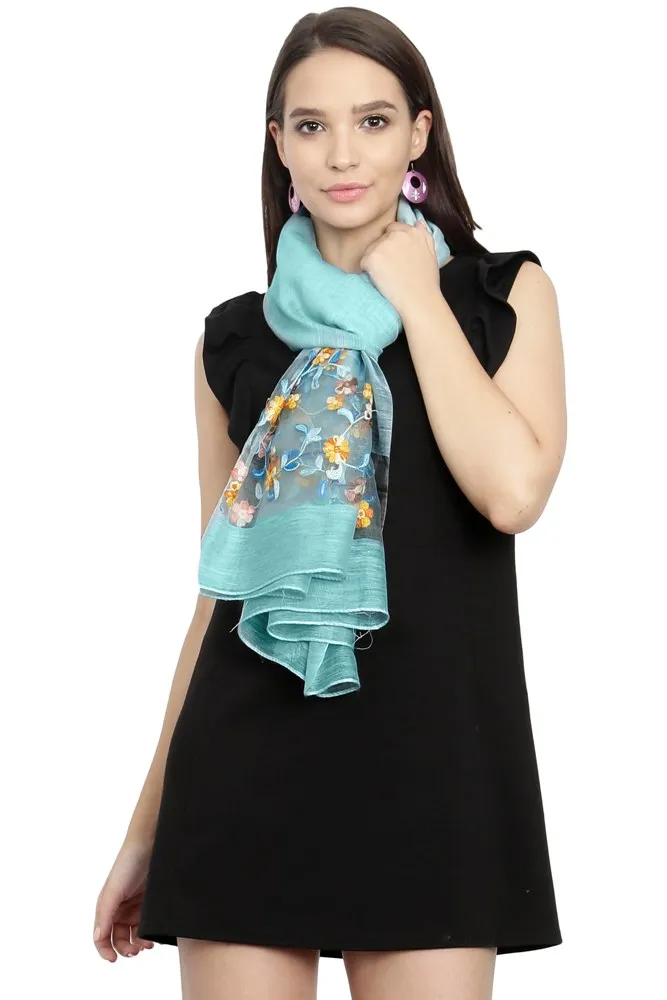 FabSeasons Solid Blue Viscose Stylish Scarf