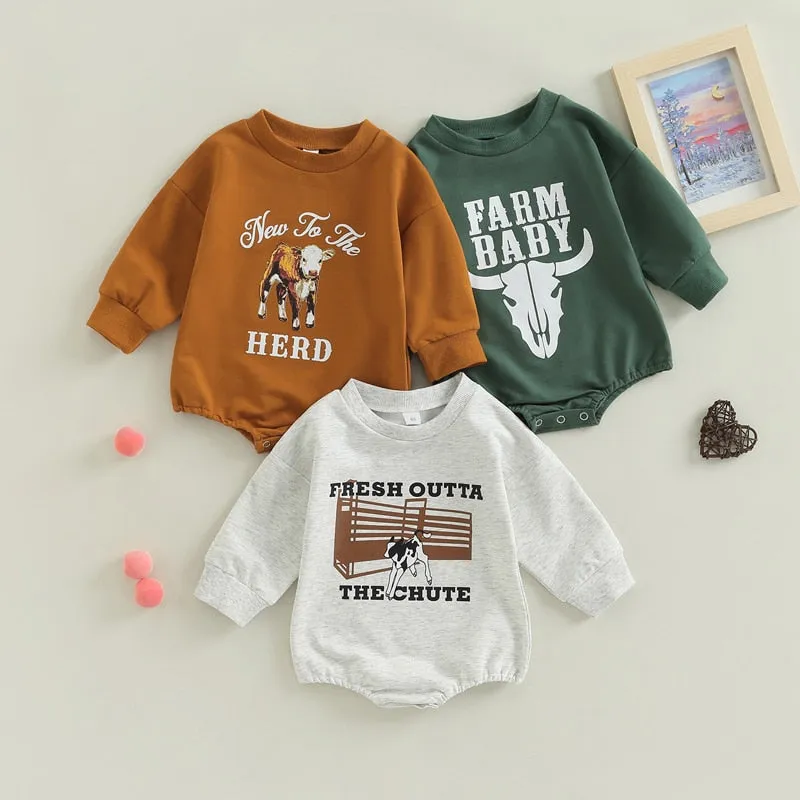 Farm Boy - Baby Boy Long Sleeve Romper