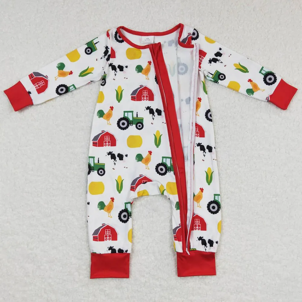 Farm Print Infant Baby Romper Kids Jumpsuit LR0672