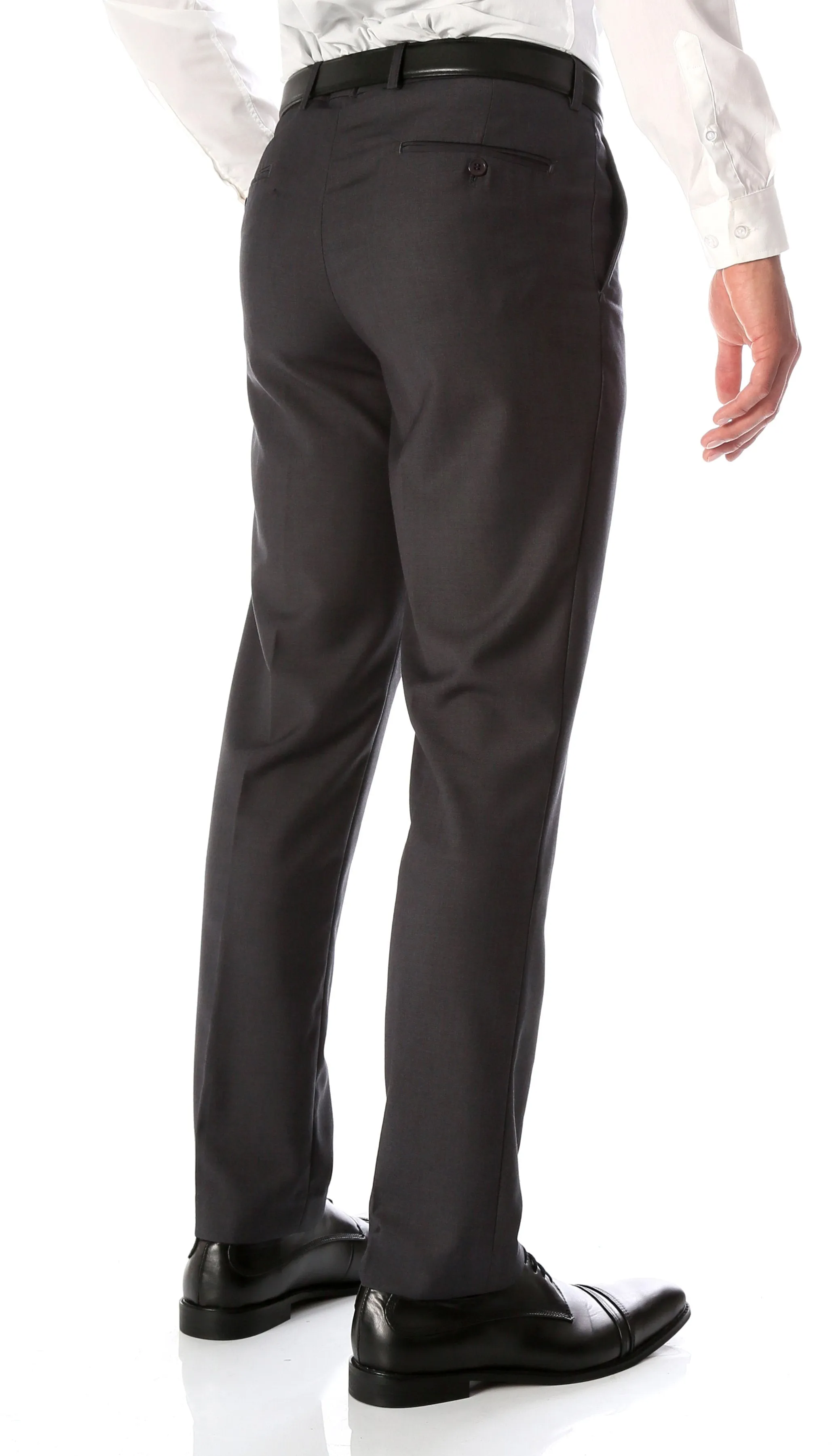 Ferrecci Men's Halo Charcoal Slim Fit Flat-Front Dress Pants