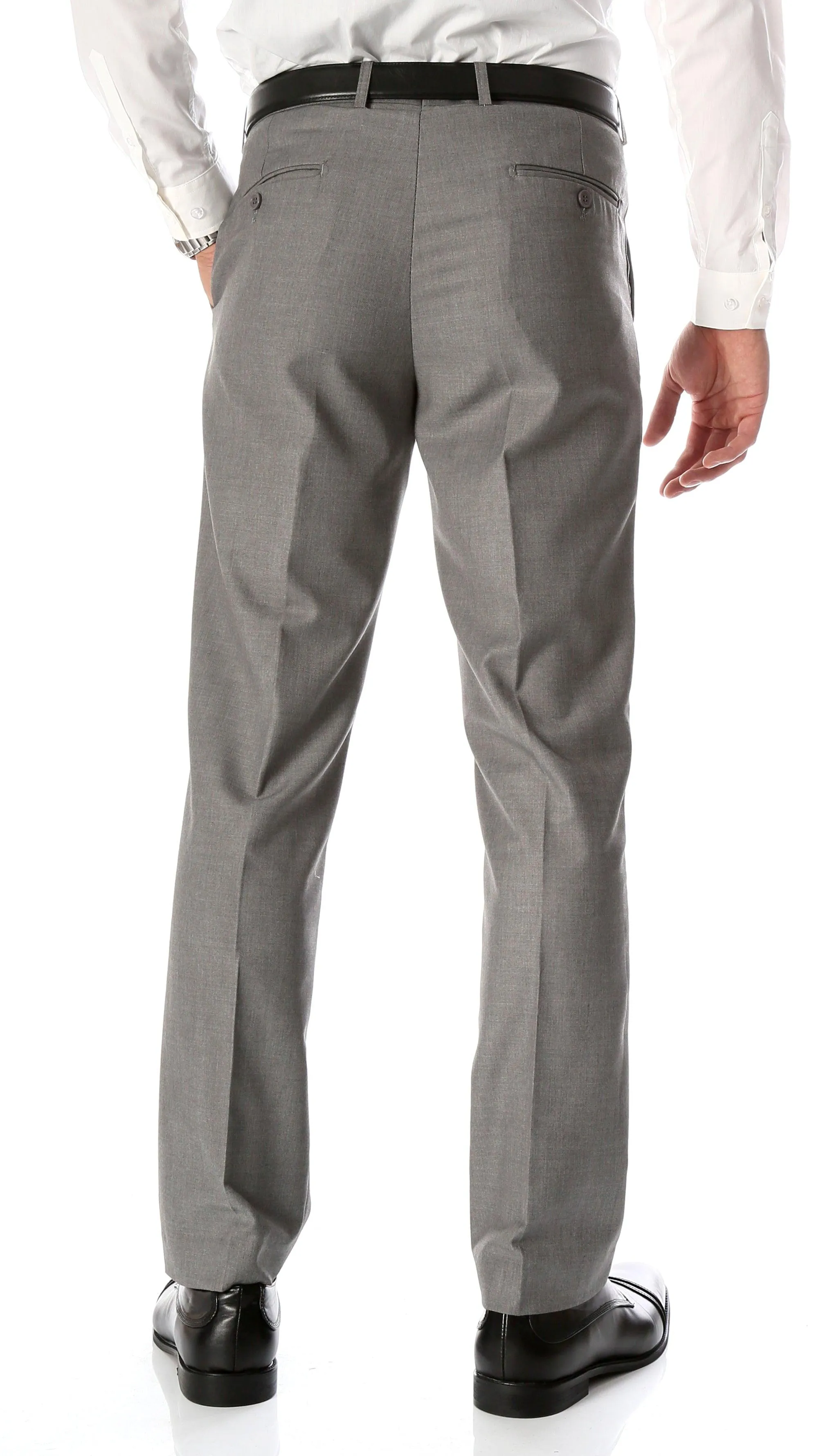 Ferrecci Men's Halo Grey Slim Fit Flat-Front Dress Pants