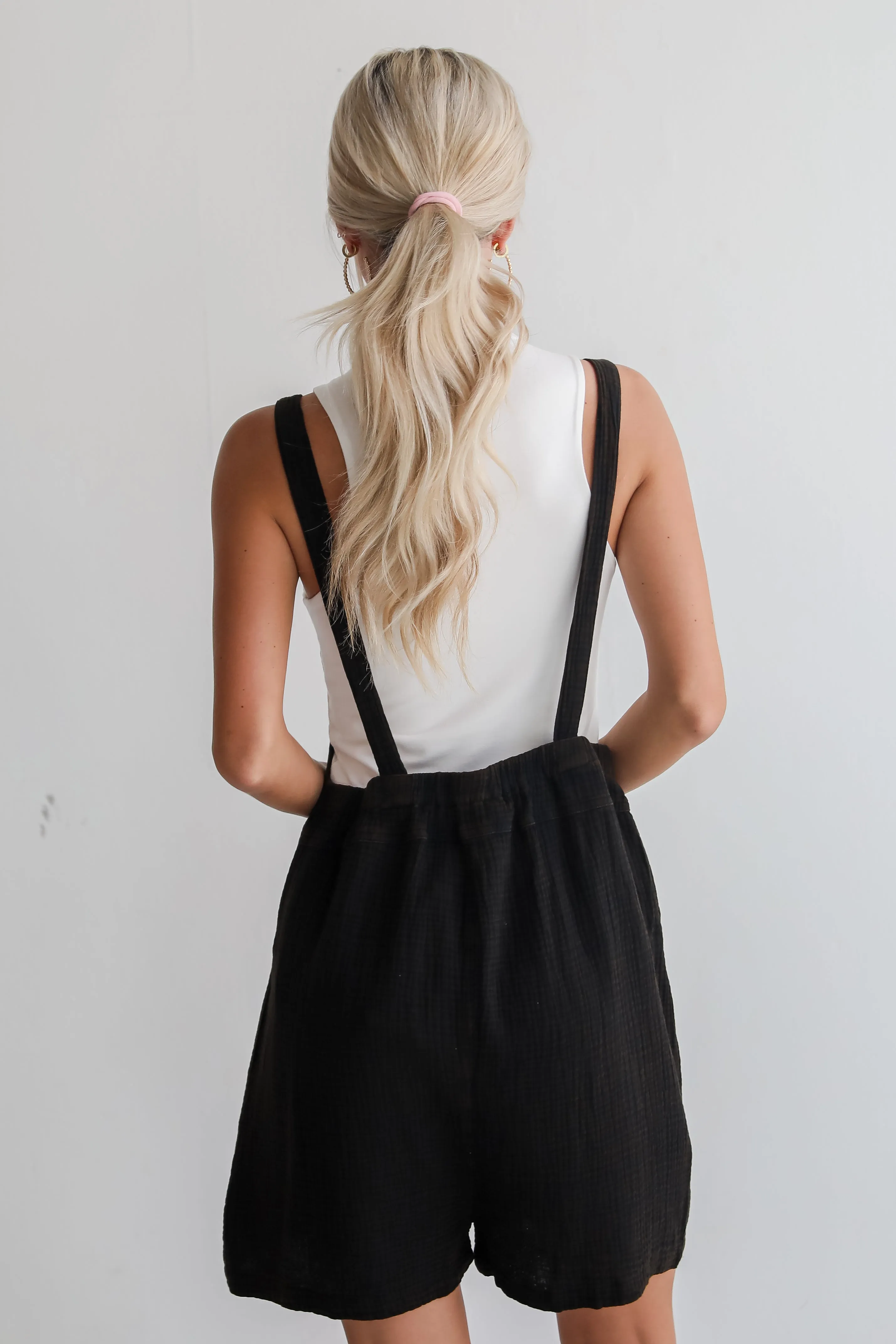 FINAL SALE - Desired Impression Black Linen Romper - DU DEAL