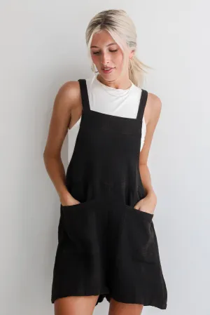 FINAL SALE - Desired Impression Black Linen Romper - DU DEAL