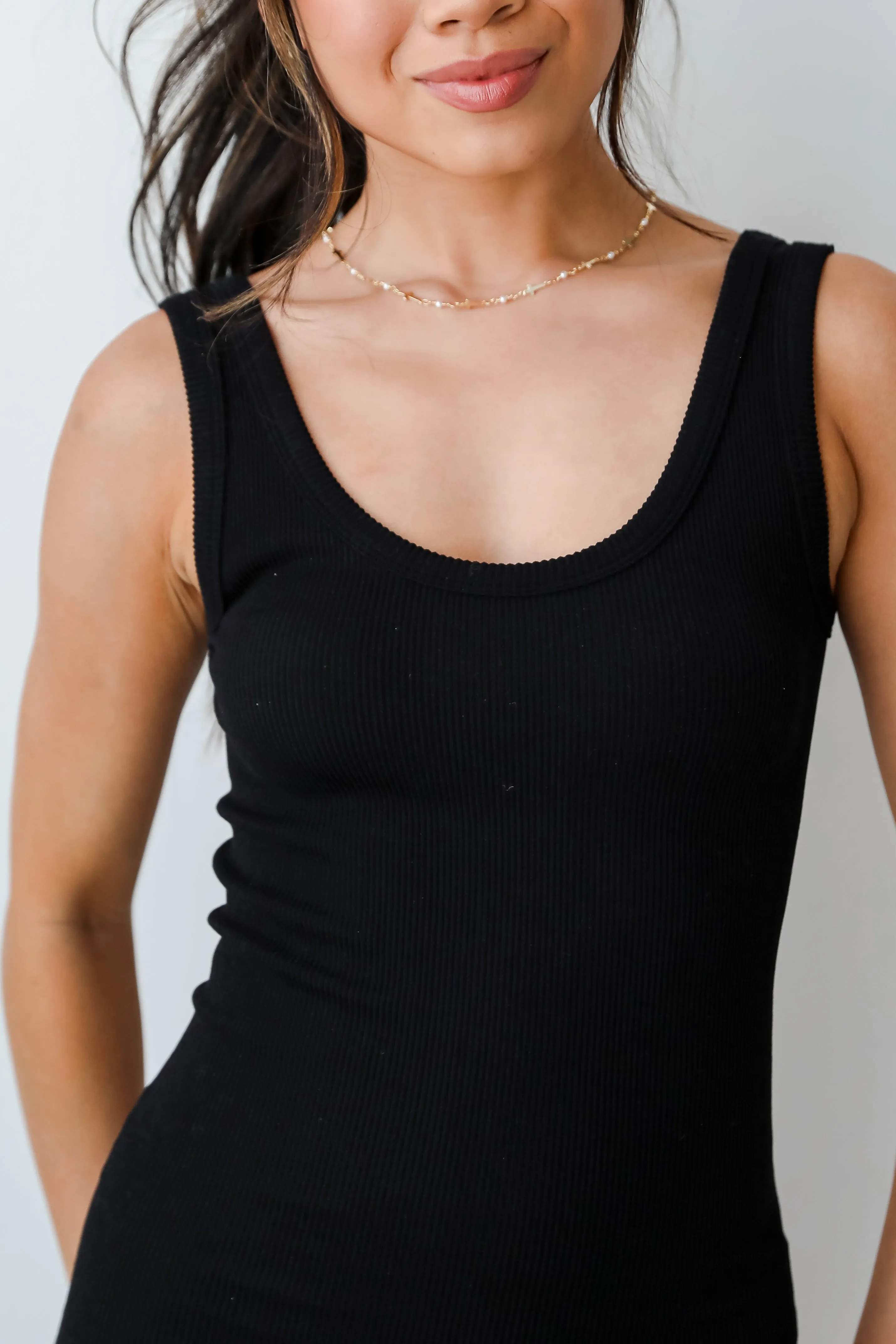 FINAL SALE - On The Go Black Ribbed Seamless Romper - DU DEAL