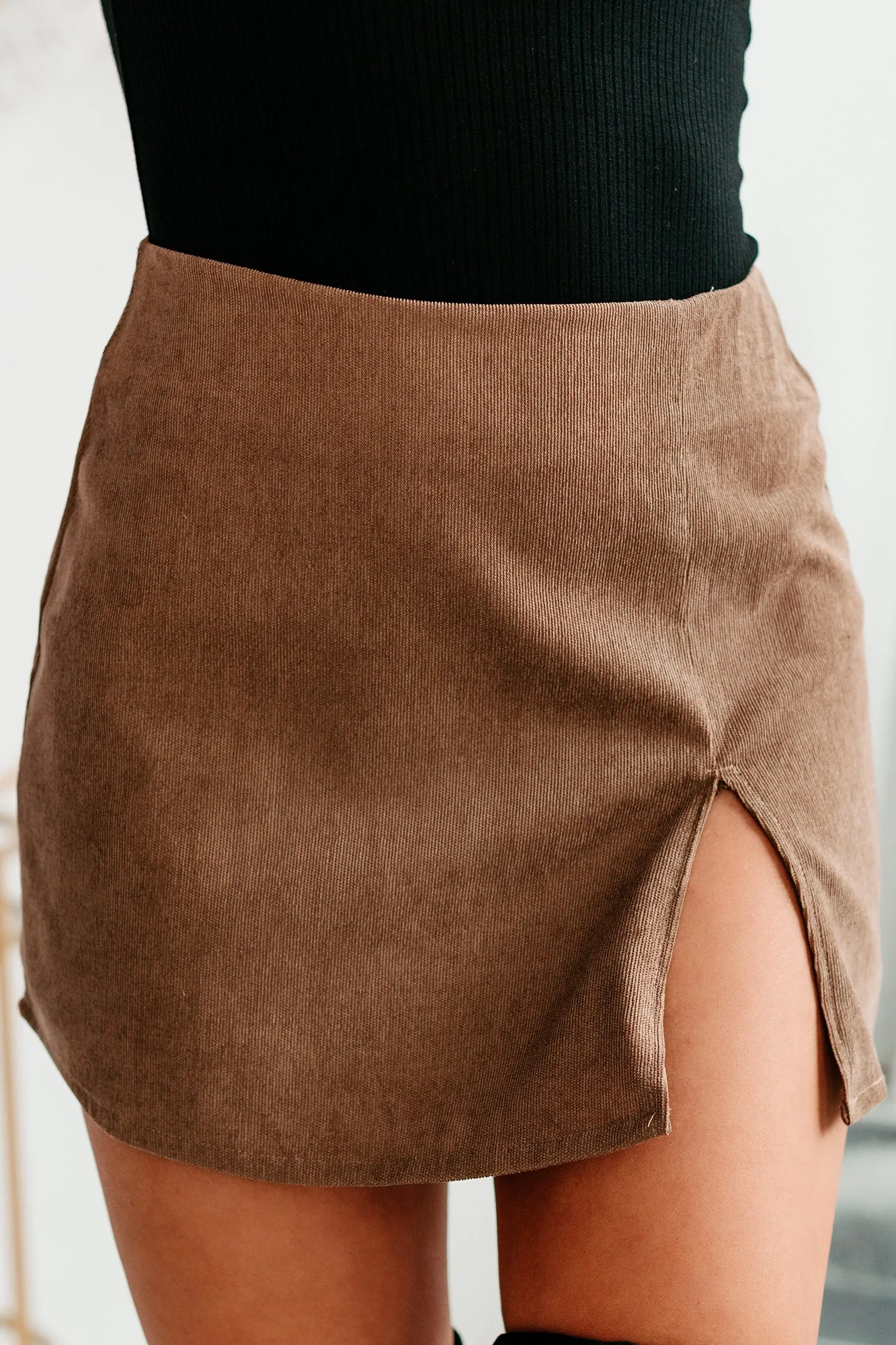 Find Me Later Corduroy Mini Skirt (Camel)