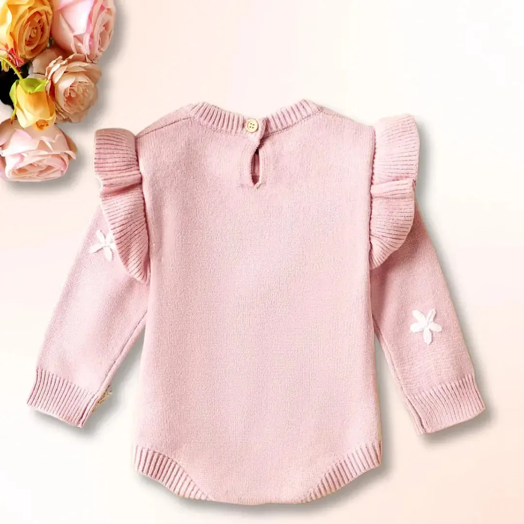 Floral Flutter Baby Knit Romper 🌼 Soft Petals Edition (3-18M)