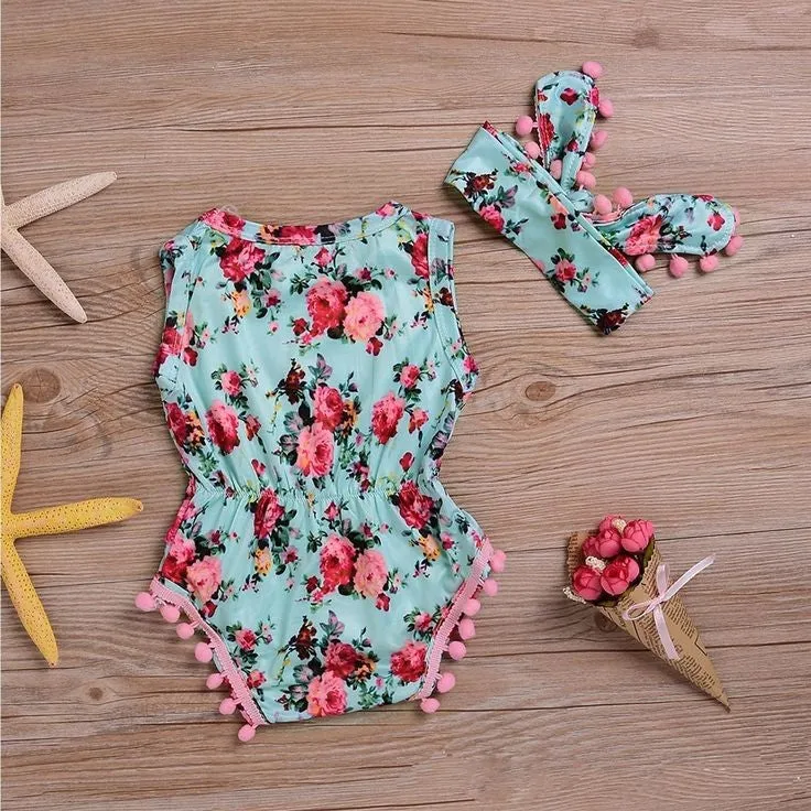 Floral Romper Sky Blue #1000662