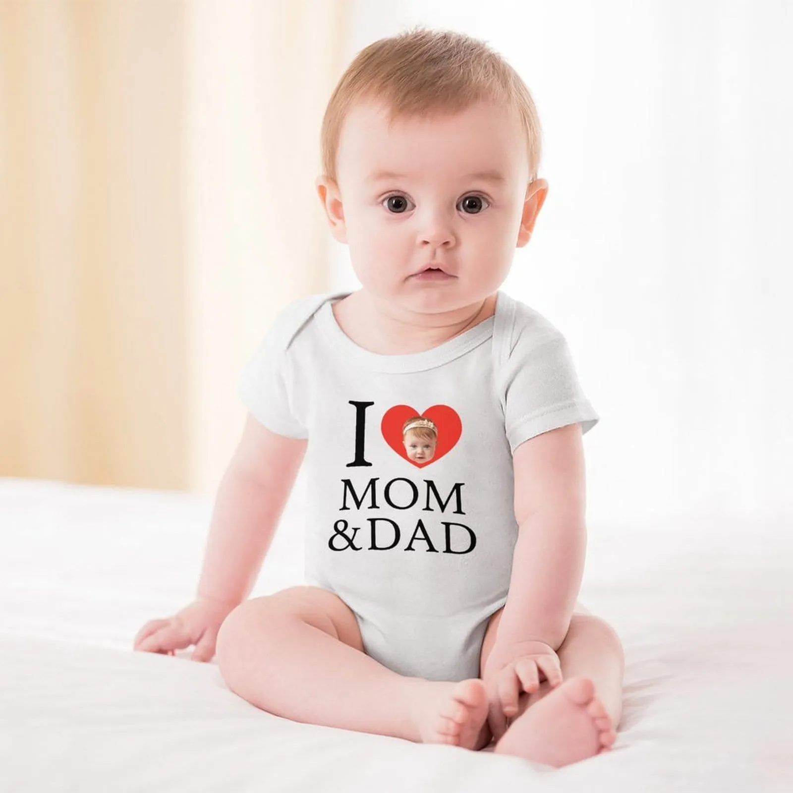 #For 3M-2T Custom Face Love You Bubble Romper Girls Boys Baby Jumpsuit Personalized Newborn Baby Bodysuit