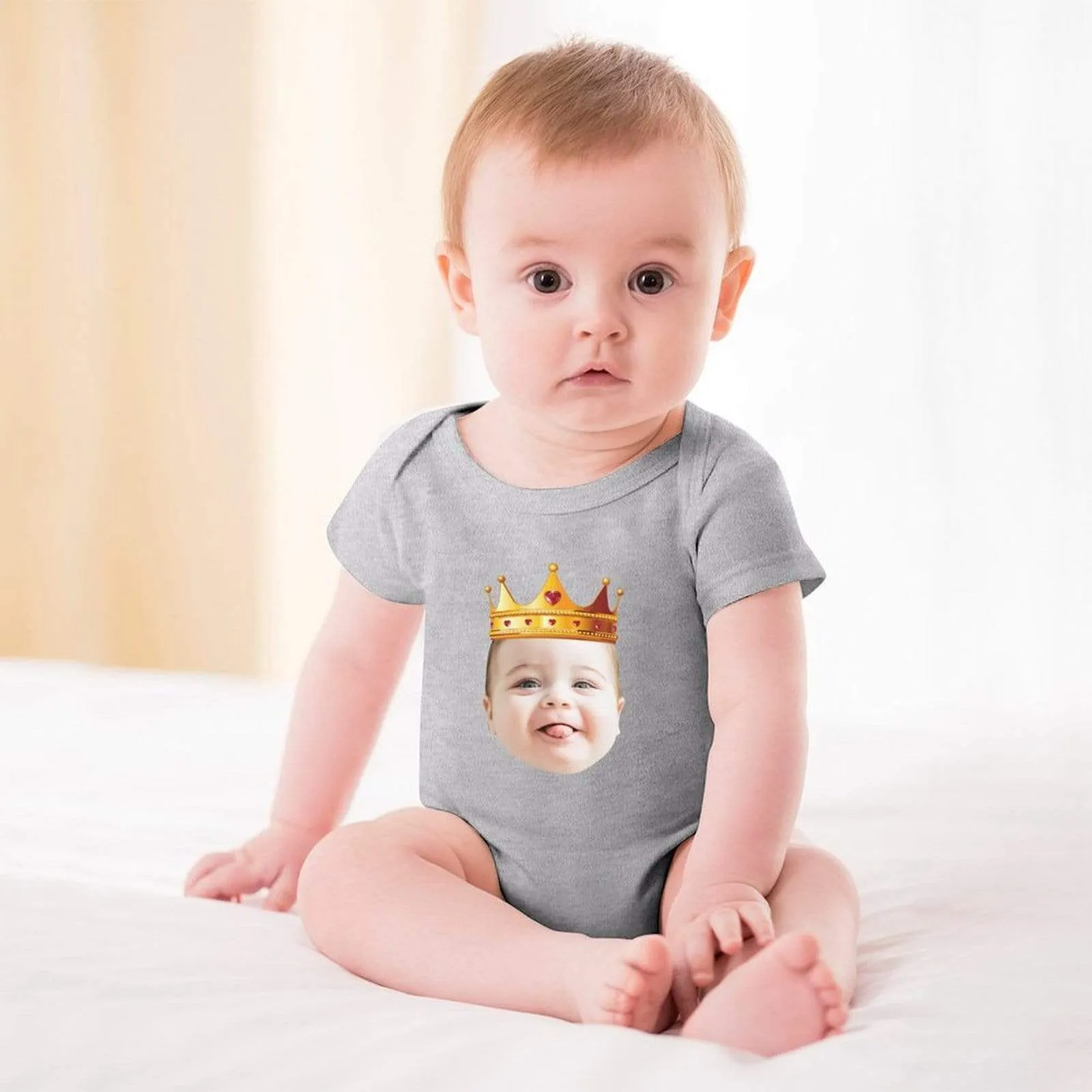 #For 3M-2T Custom Face My King Bubble Romper Newborn Baby Jumpsuit Personalized Girls Boys Baby Bodysuit