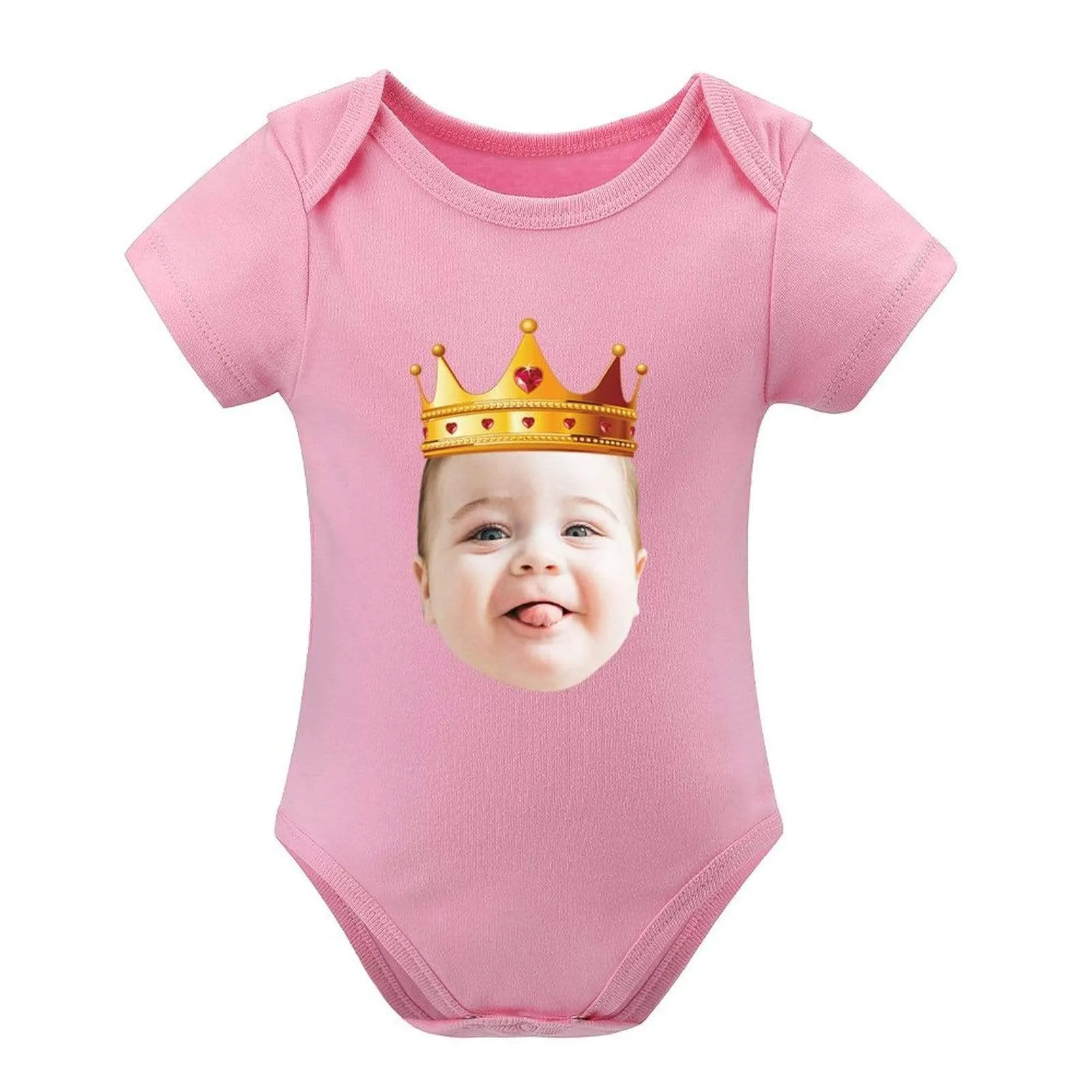 #For 3M-2T Custom Face My King Bubble Romper Newborn Baby Jumpsuit Personalized Girls Boys Baby Bodysuit