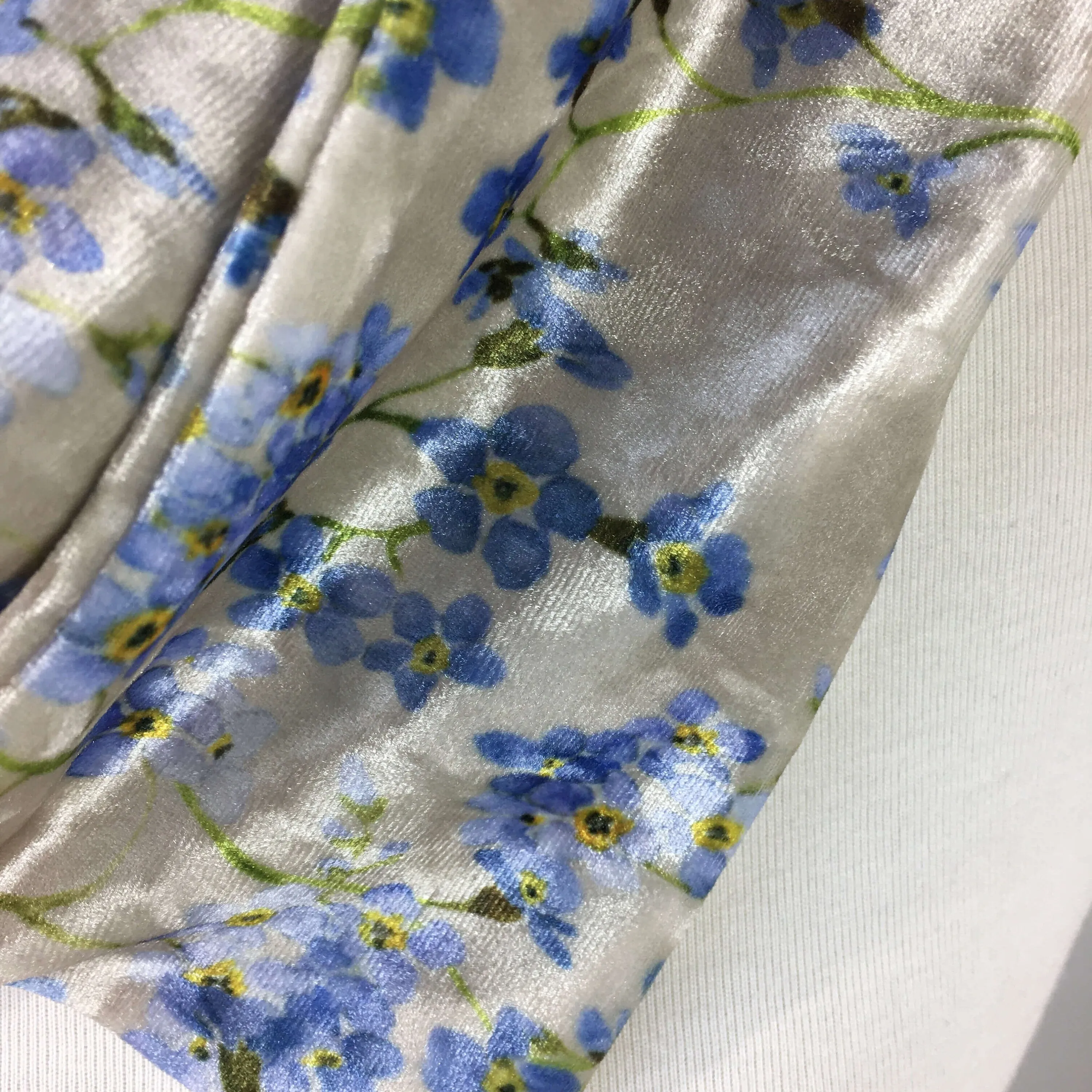 Forget-Me-Nots Velour Scarf, Womans Scarf, All season, Luminous Scarf, hand painted scarf, artist scarf, Wear all day or evening