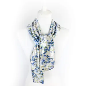 Forget-Me-Nots Velour Scarf, Womans Scarf, All season, Luminous Scarf, hand painted scarf, artist scarf, Wear all day or evening