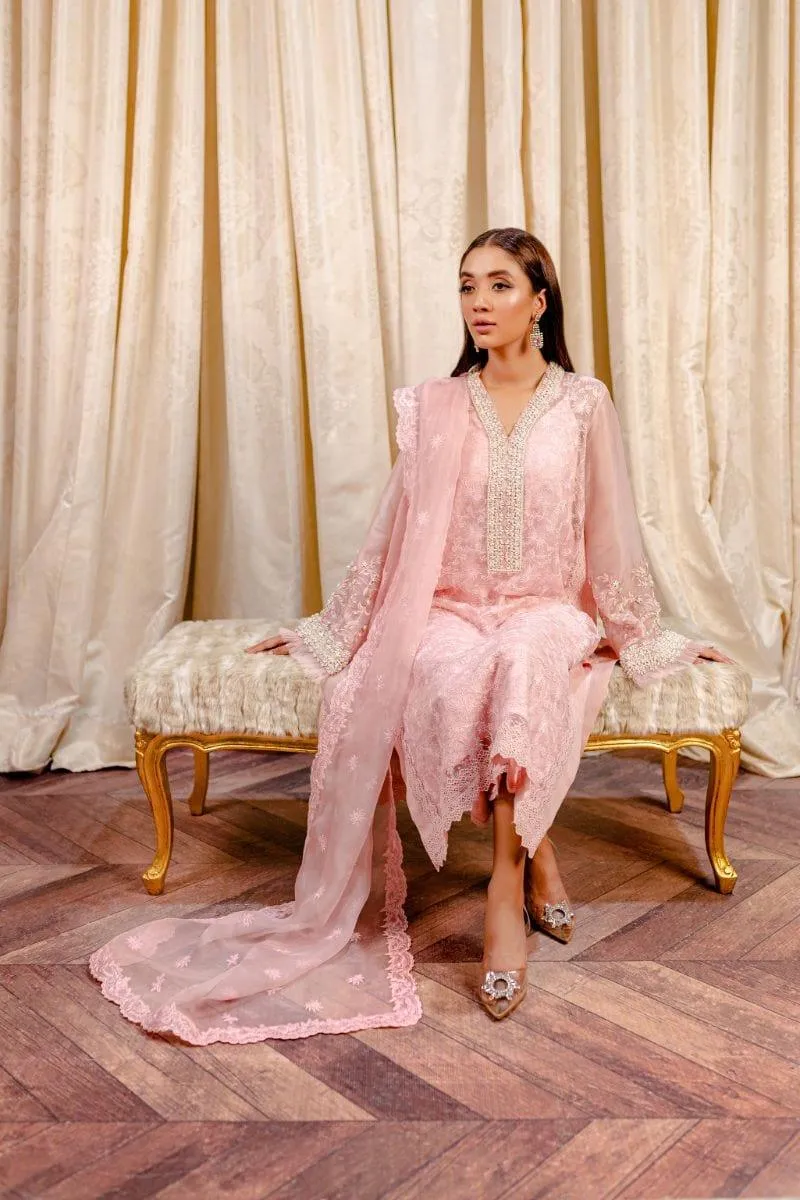 Fozia Khalid - Crepe Rose - Embroidered - 4 Piece