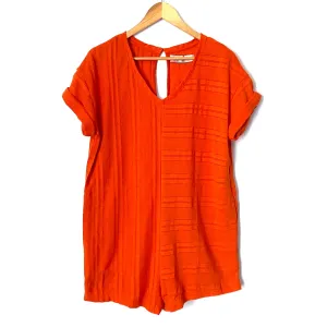 Free People Belmont Orange V-Neck Romper- Size XS