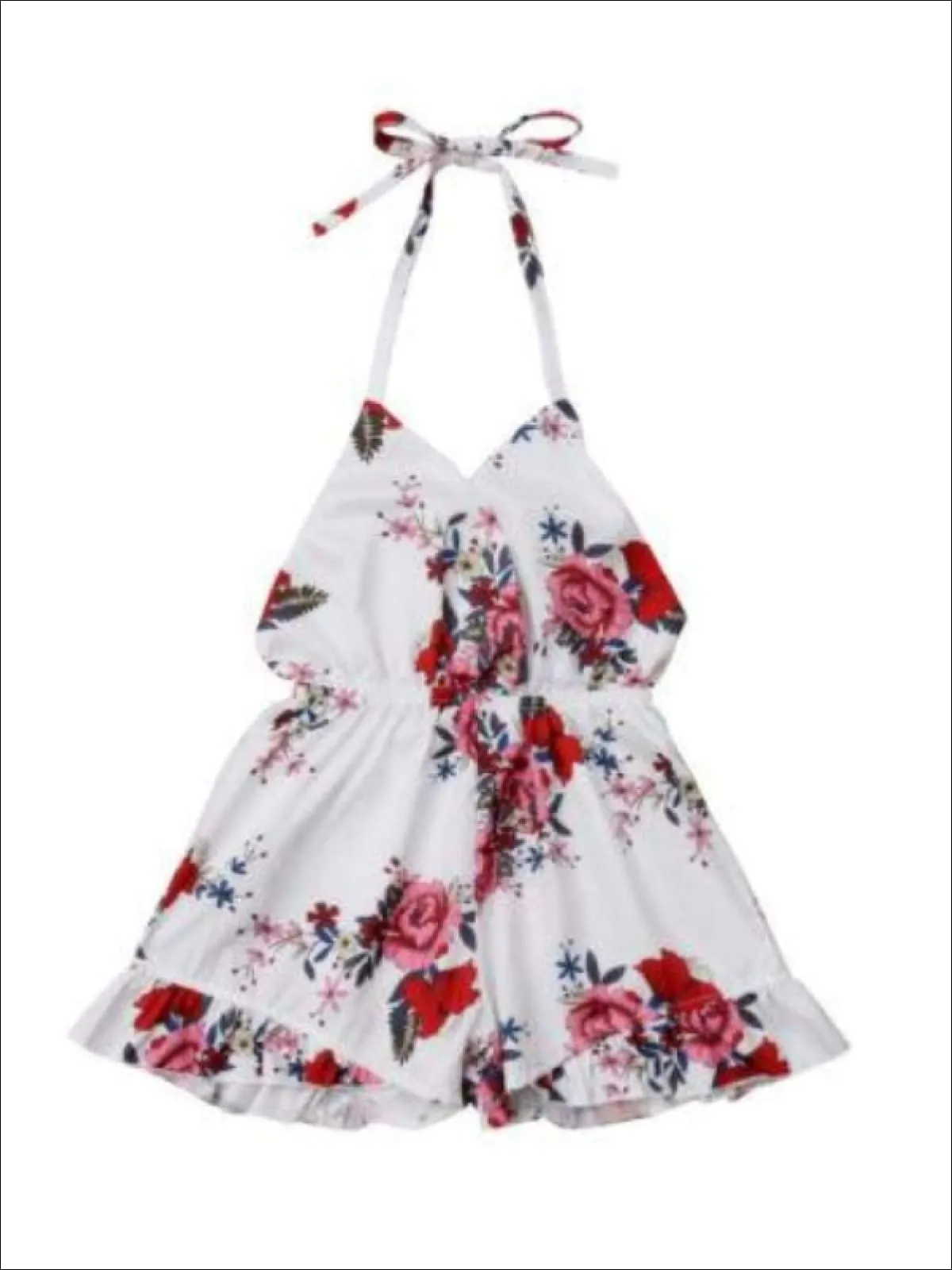 Girls Floral Ruffled Romper