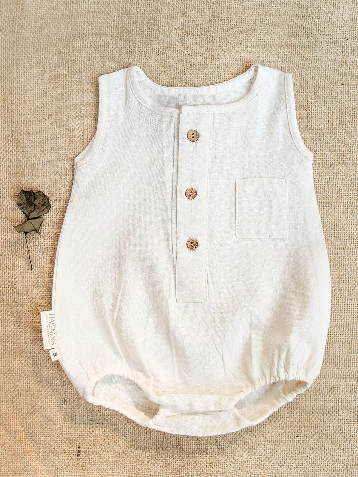 Girl's Pearl White Soft Pure Cotton Baby Unisex Bubble Romper  - HALEMONS