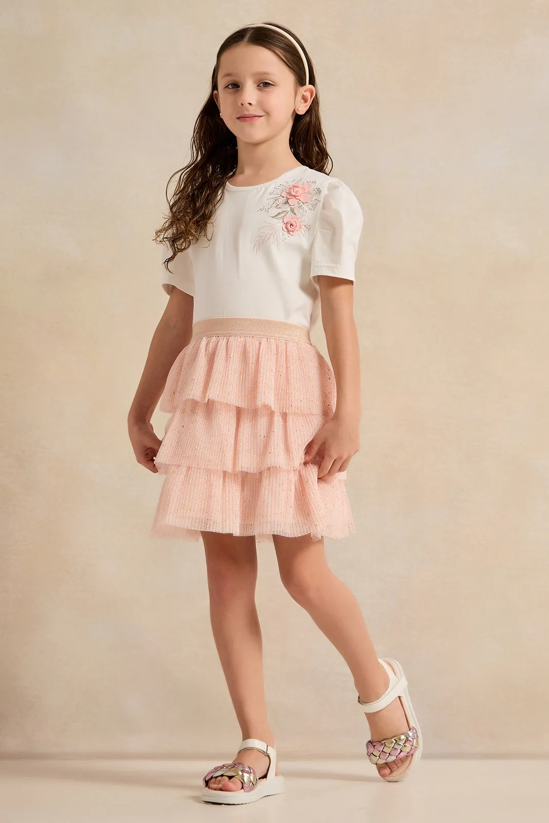 Girls Pink Tutu Mesh Layered Skirt