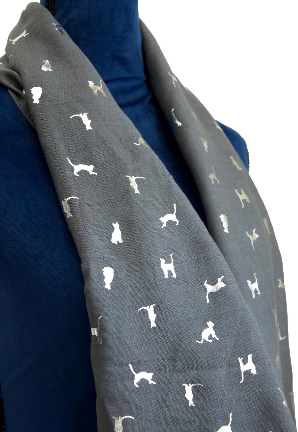 Grey and Blue Biccari Cat Foil Scarfs - Gift Set