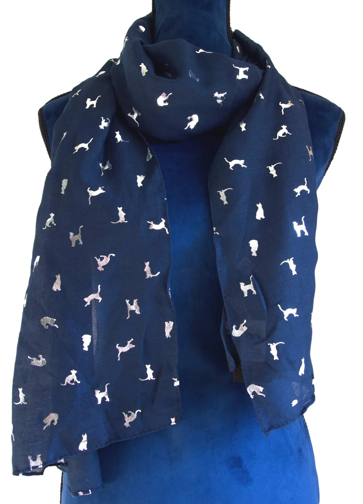 Grey and Blue Biccari Cat Foil Scarfs - Gift Set