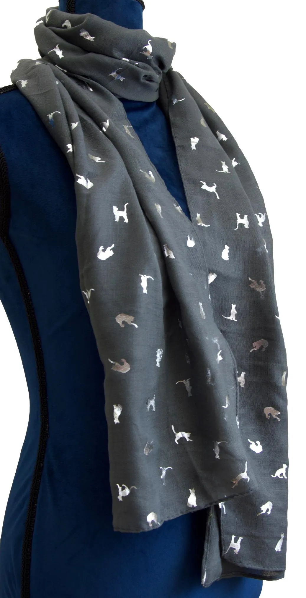 Grey and Blue Biccari Cat Foil Scarfs - Gift Set