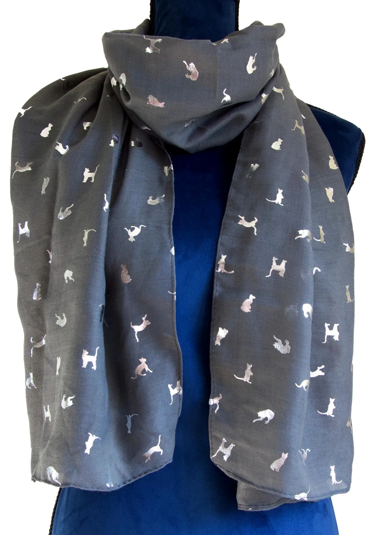 Grey and Blue Biccari Cat Foil Scarfs - Gift Set