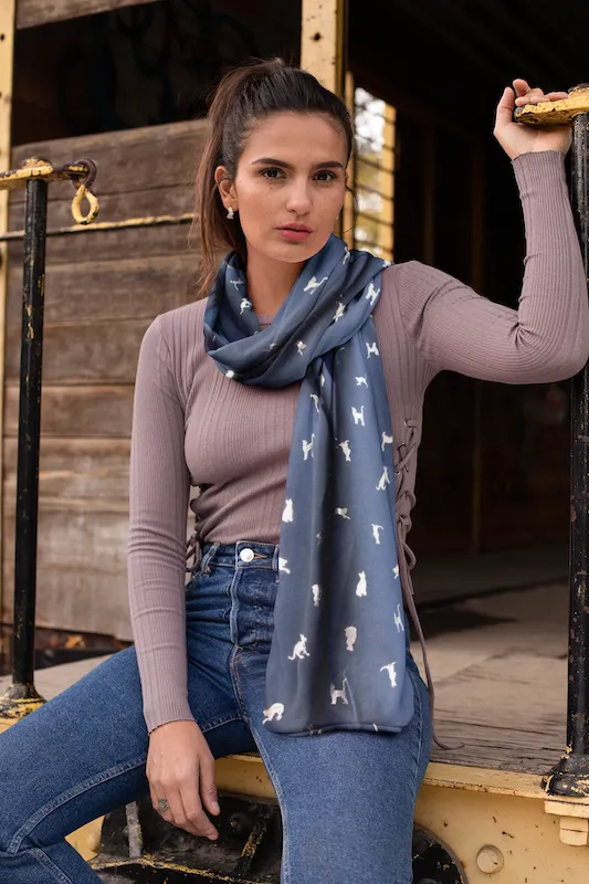 Grey and Blue Biccari Cat Foil Scarfs - Gift Set