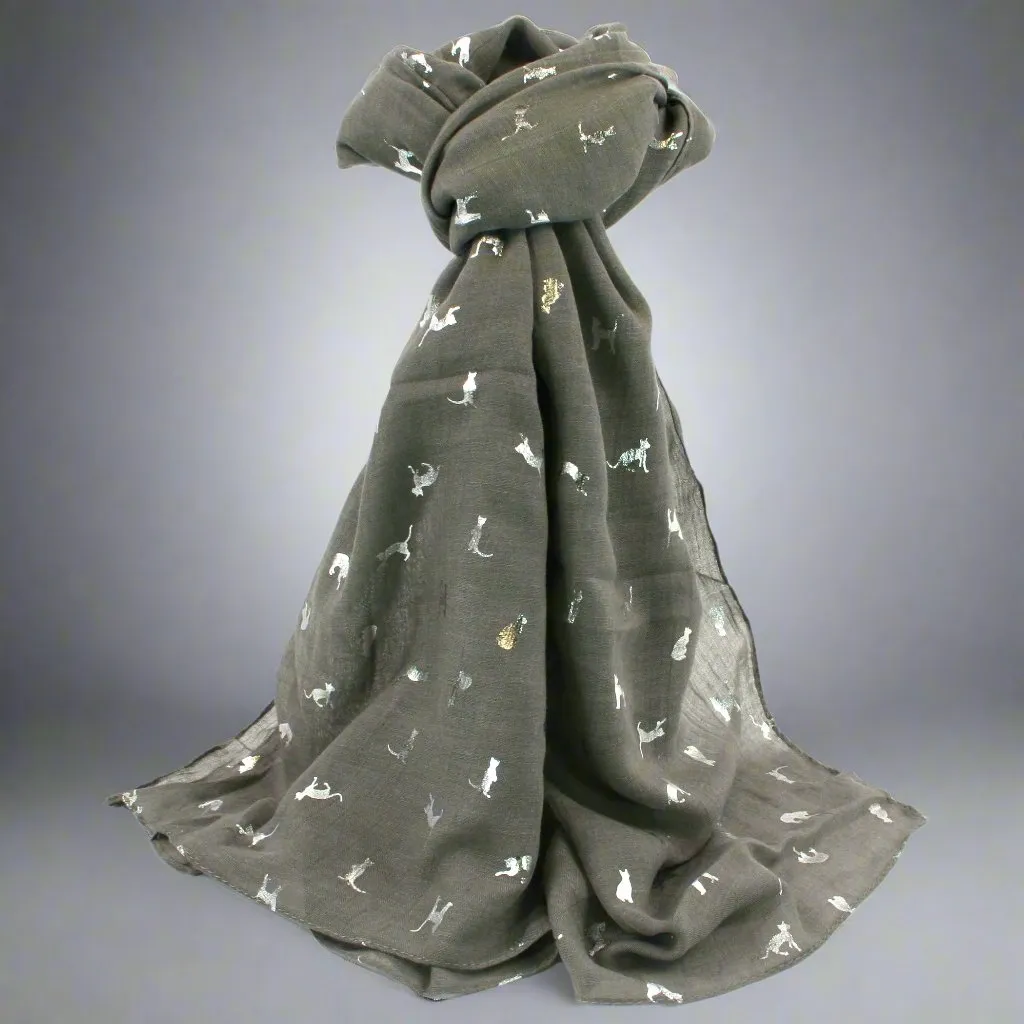 Grey and Blue Biccari Cat Foil Scarfs - Gift Set