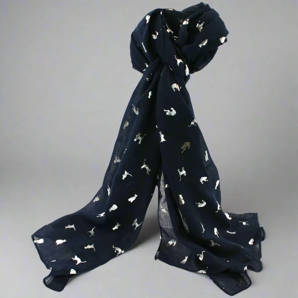 Grey and Blue Biccari Cat Foil Scarfs - Gift Set