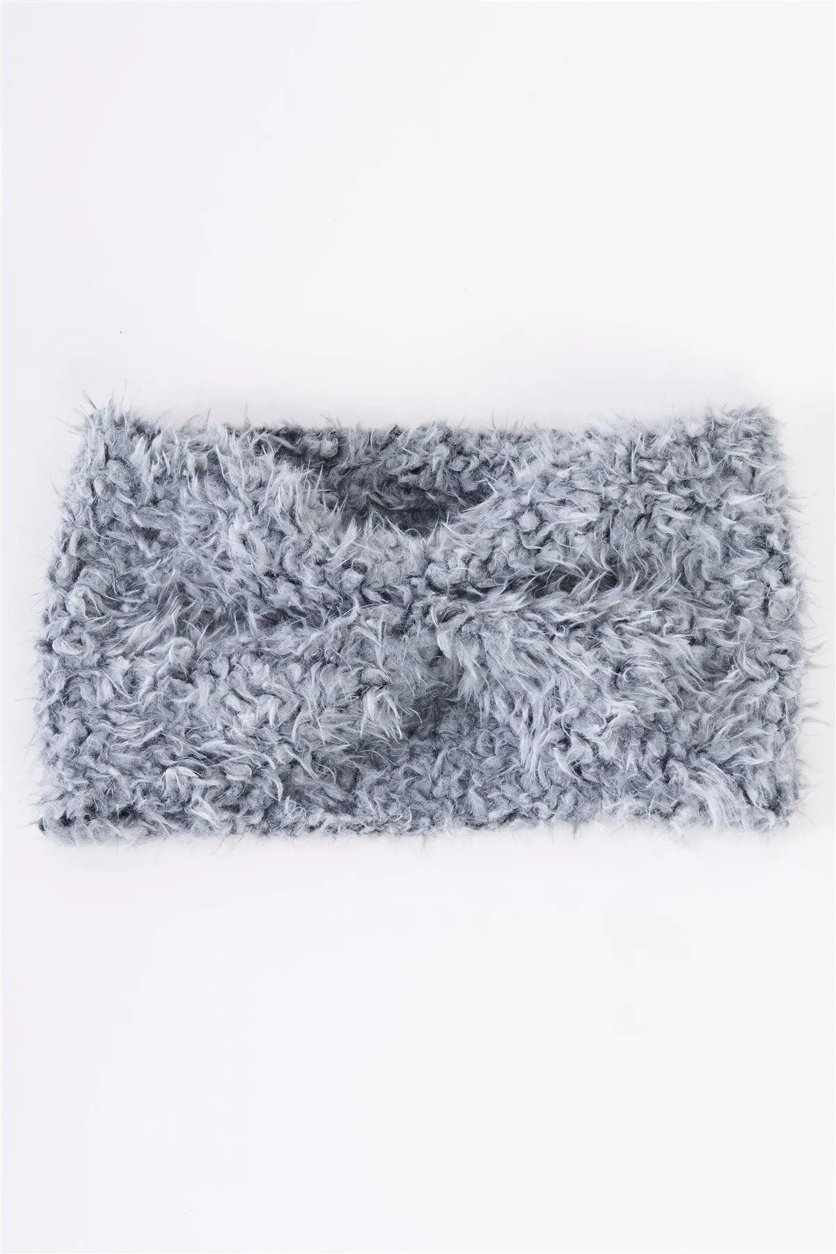 Grey Fluffy Faux Fur Infinity Winter Scarf /3 Pieces