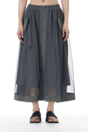 Grey Net Layered Skirt