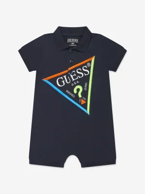 Guess Baby Boys Logo Romperin Navy