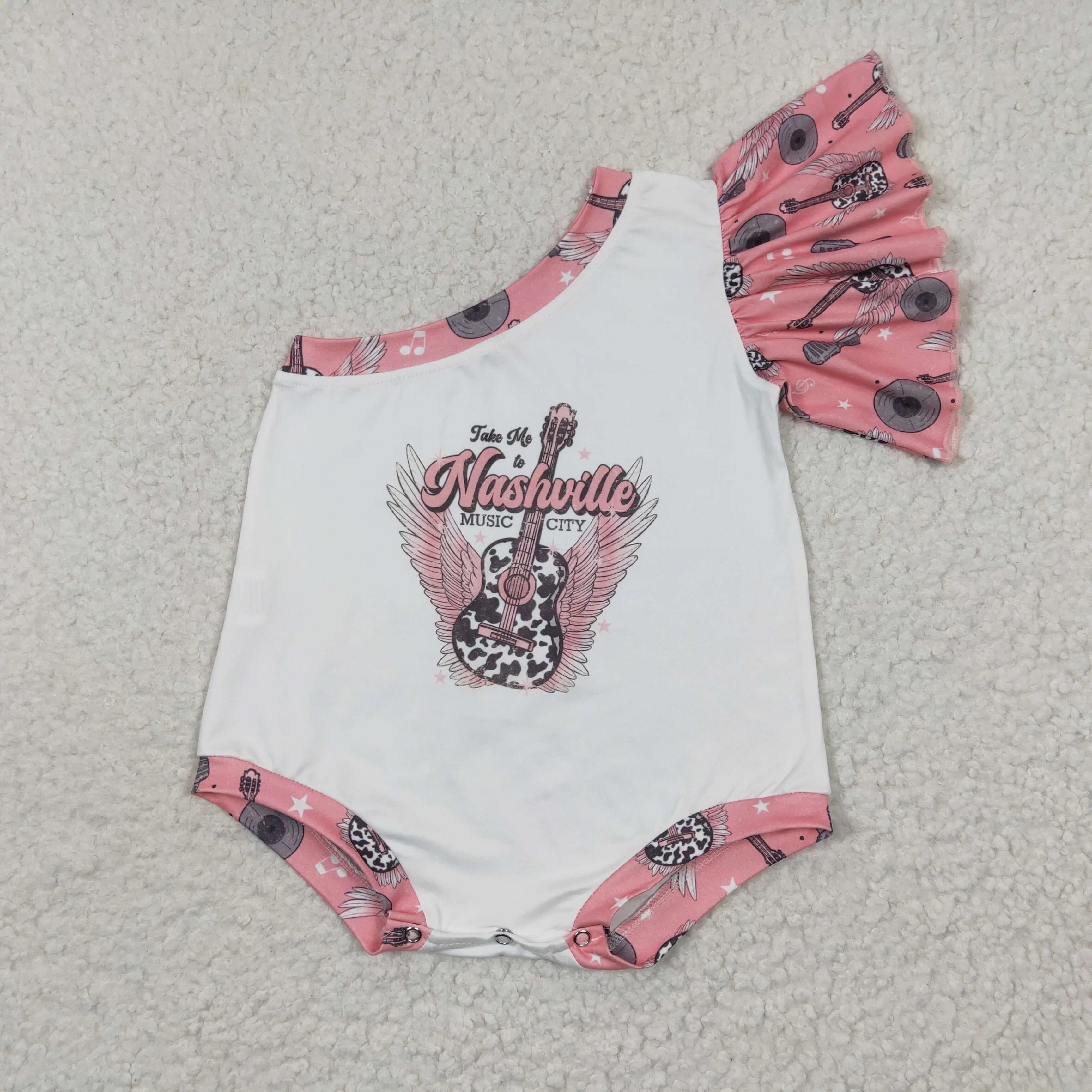 guitar baby girls single sleeve romper SR0317