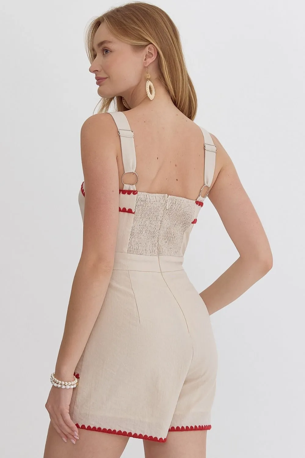 Harlie Ric Rac Romper (Ecru)